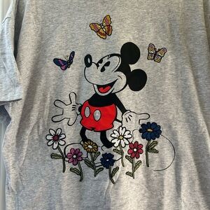 Mickey Mouse Gray Embroidered T-Shirt